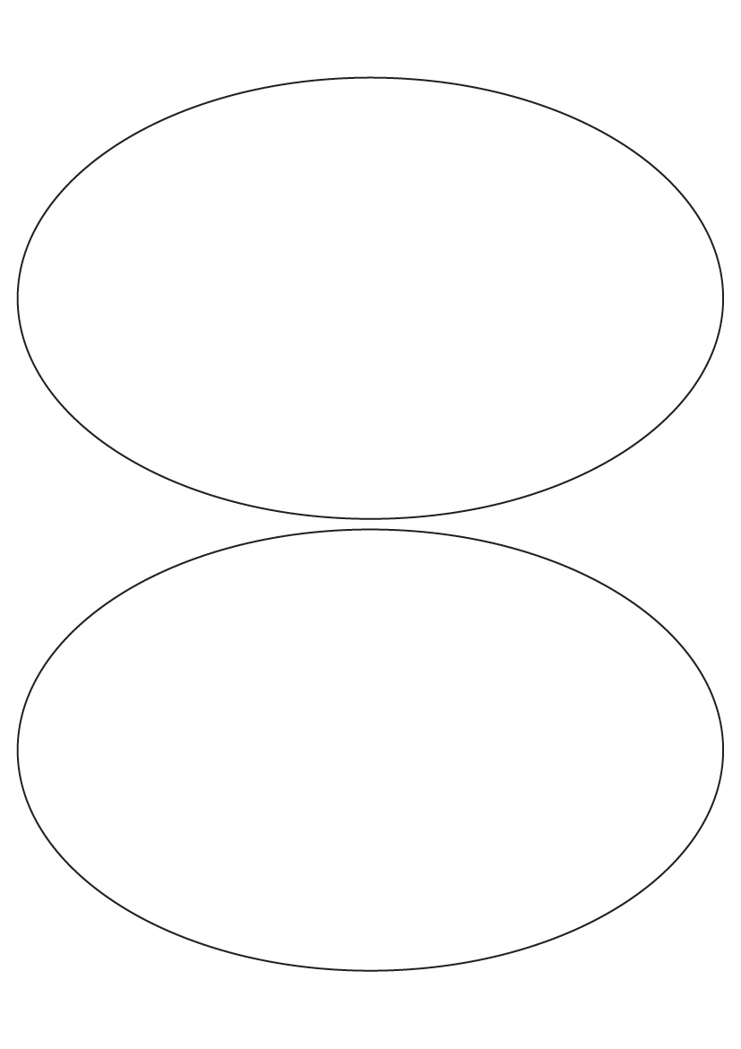 Oval shape labels 200mm x 125mm - White Paper Labels