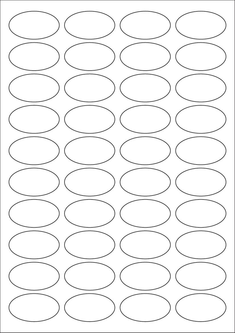Oval shape labels 45mm x 25mm - White Paper Labels